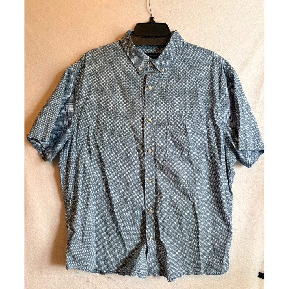 Banana Republic Mens XL Blue Geometric Print Slim Fit Short Sleeve Shirt